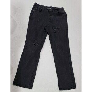 BandolinoBlu Women's Black Straight Distressed Denim Jeans Regular Size 14